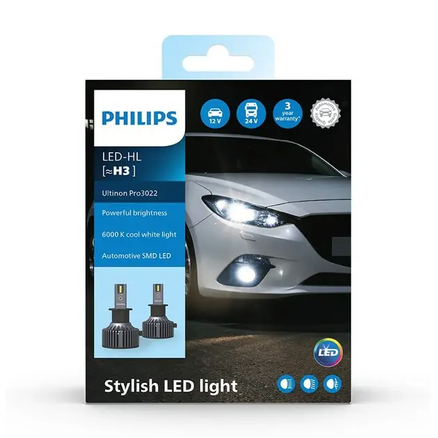 Veel voordeel - Philips H3 LED Koplamp 12-24V Ultinon Pro3022 Set